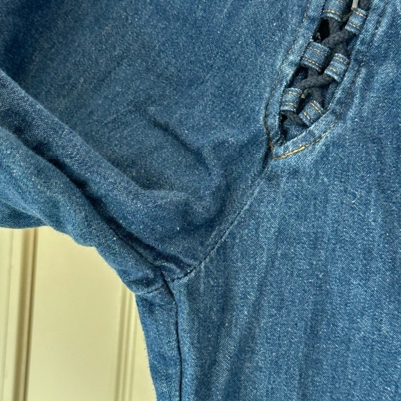 Vintage 1970s Style Lace-Up Flare Jeans Size 30? Mid Rise Bell Bottom Denim - Picture 3 of 9